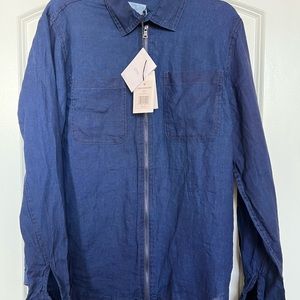 Onia Men’s Size Medium Linen Overshirt in Indigo Navy